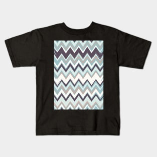 Chevrons Blue & White Kids T-Shirt